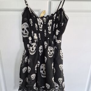 Black Skull Print Mini Dress - NWT